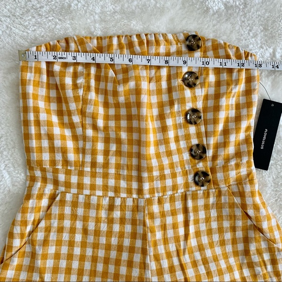 Lulus Skyline Mustard Yellow Gingham Strapless Culotte Jumpsuit - Picture 10 of 10